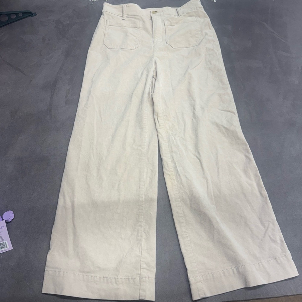LOFT Cream Wide-Leg Trousers
